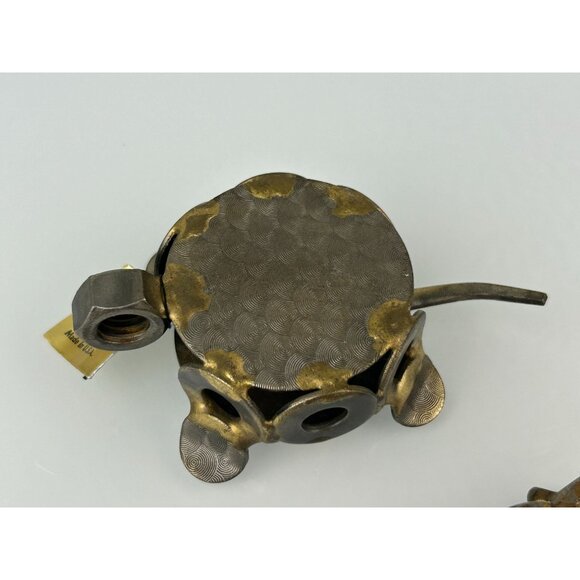 Nuts Bolts Rock Creek Metal Craft Turtles Set of 2 Gift Unique Brutalist - Picture 11 of 16